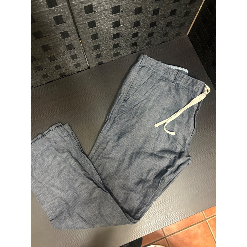 Banana republic men's blue straight fit pants with draw string and button